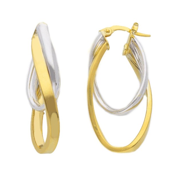 Orecchini cerchio in oro giallo e bianco 375/ooo