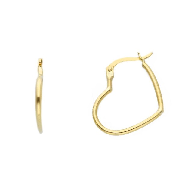 Orecchini cerchio in oro giallo 375/ooo con cuore