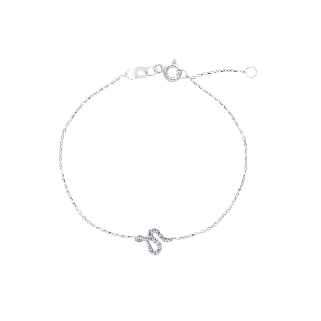 Bracciale in oro bianco 375/ooo e zirconia cubica con serpente