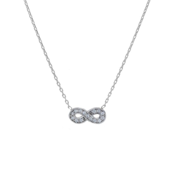 Girocollo in oro bianco 375/ooo e zirconia cubica con infinito