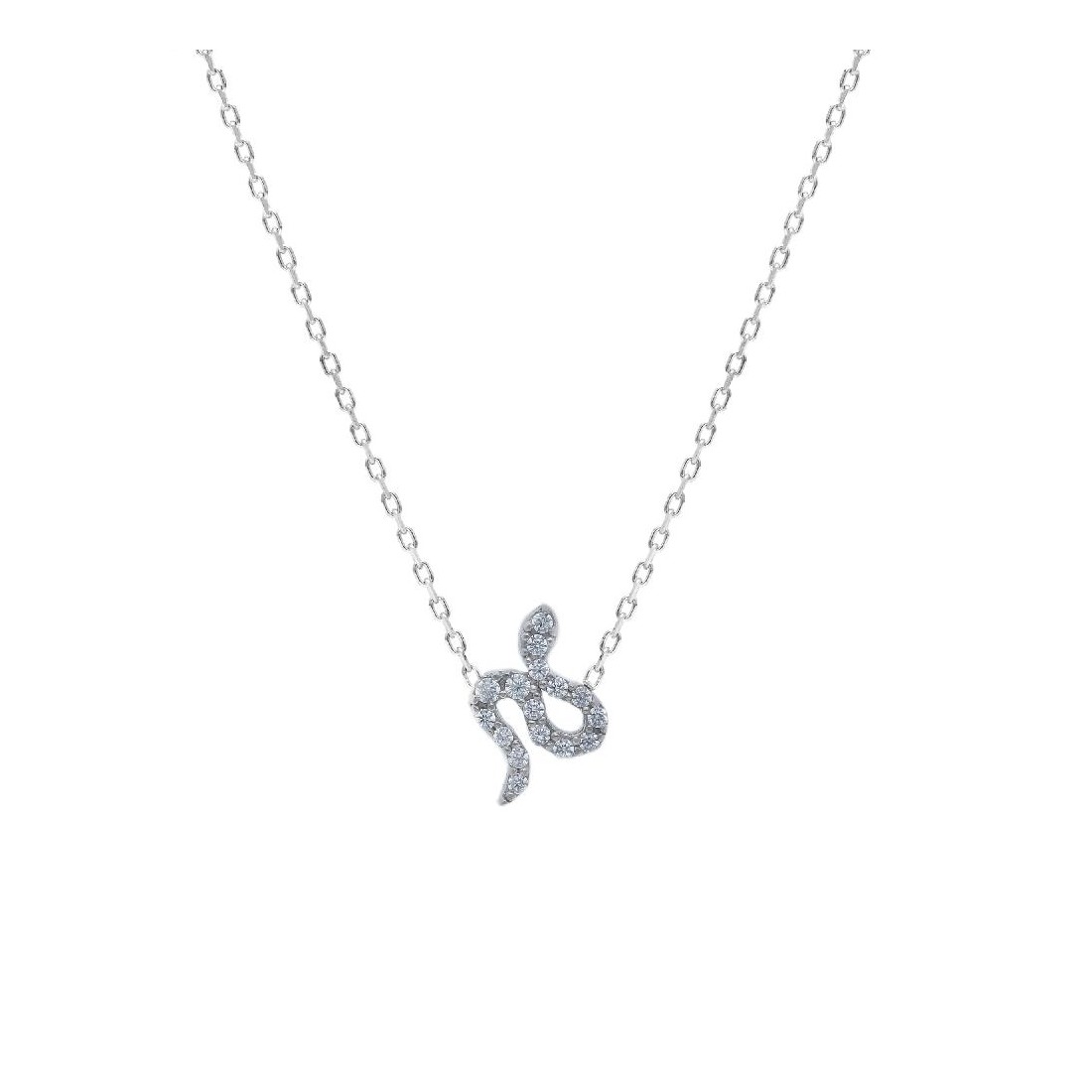 Girocollo in oro bianco 375/ooo e zirconia cubica con serpente
