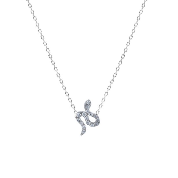 Girocollo in oro bianco 375/ooo e zirconia cubica con serpente