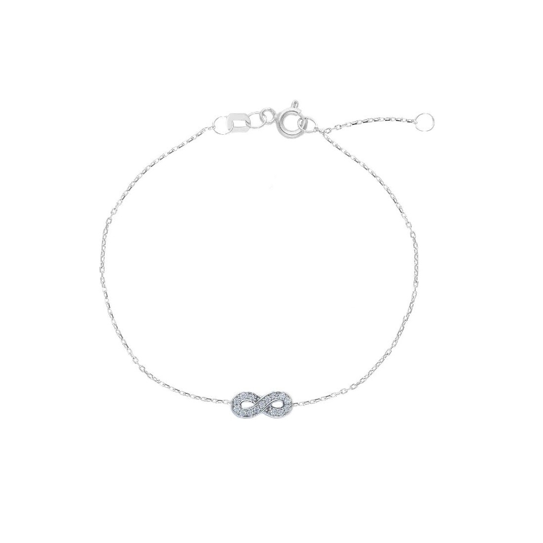 Bracciale in oro bianco 375/ooo e zirconia cubica con infinito
