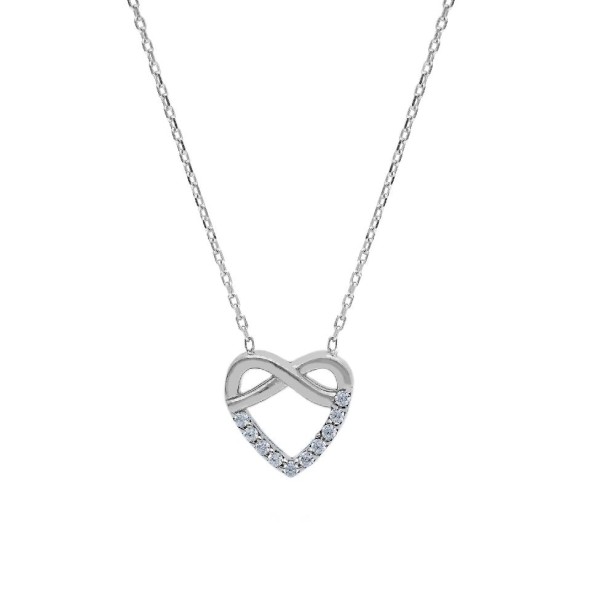 Girocollo in oro bianco 375/ooo e zirconia cubica con cuore
