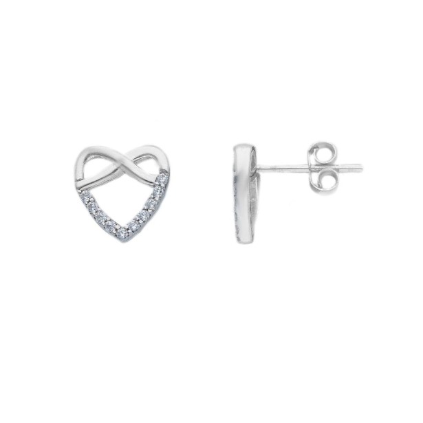 Orecchini a lobo in oro bianco 375/ooo e zirconia cubica con cuore