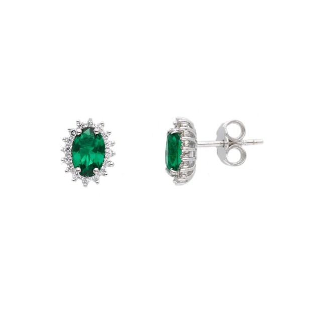 Orecchini a lobo in oro bianco 375/ooo zirconia cubica e cristallo artificiale