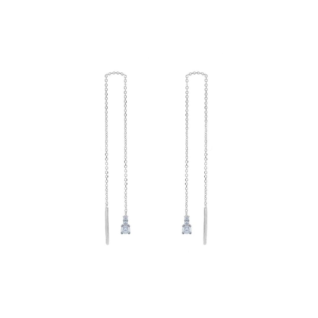 Orecchini pendenti oro bianco 375/ooo e zirconia cubica