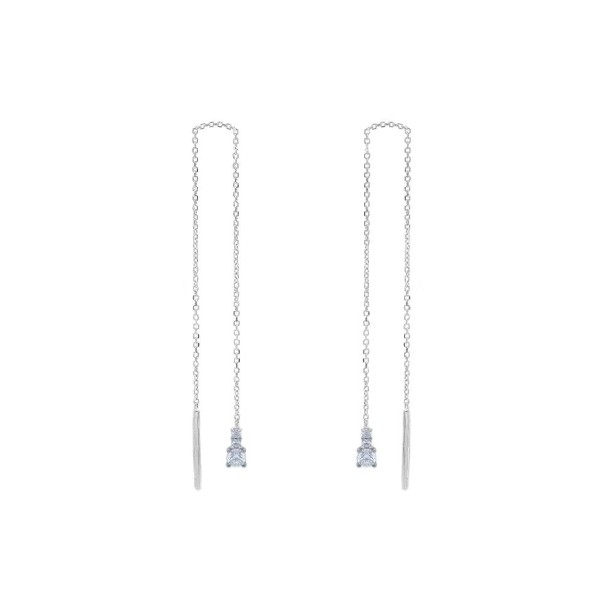 Orecchini pendenti oro bianco 375/ooo e zirconia cubica