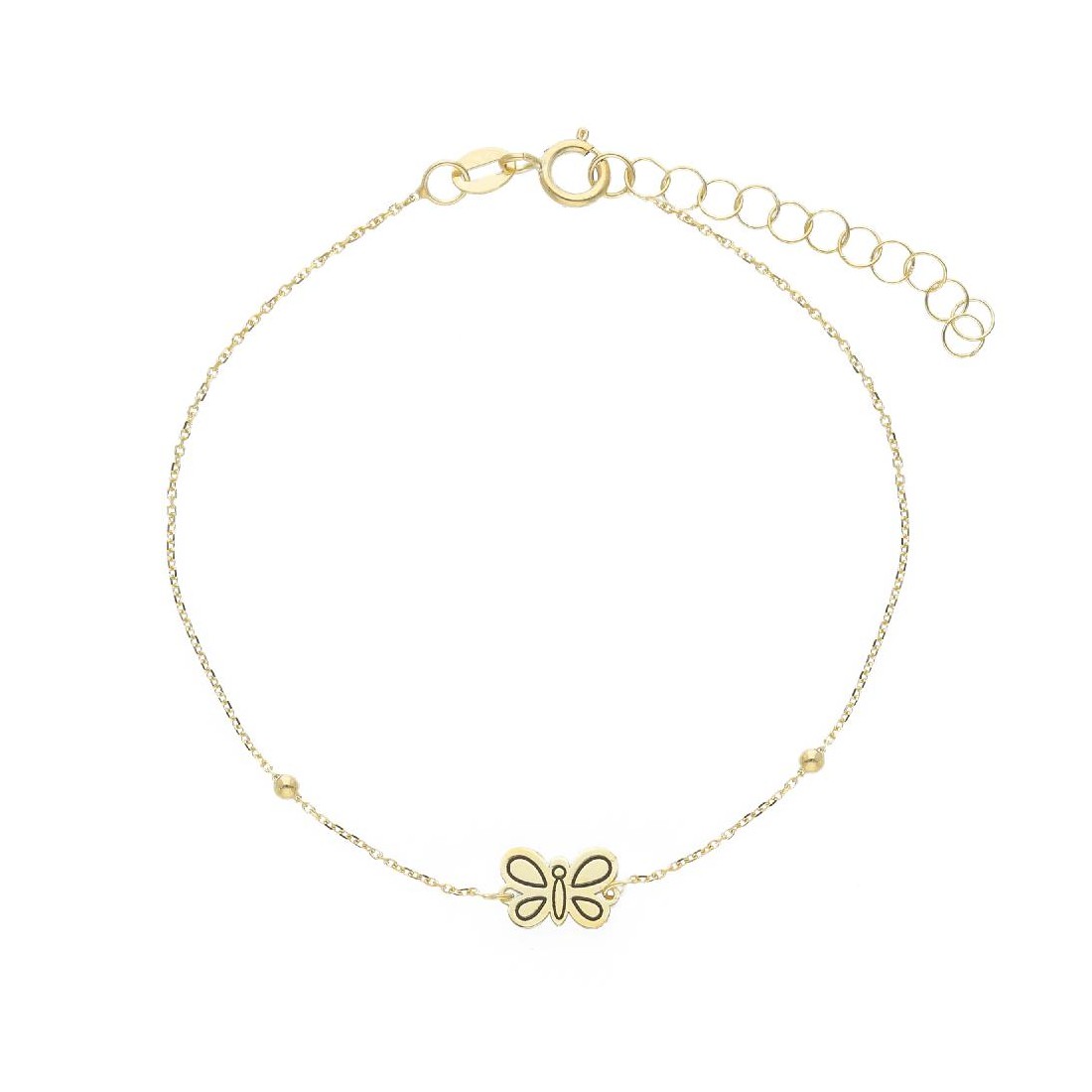 Bracciale in oro giallo 375/ooo con farfalla
