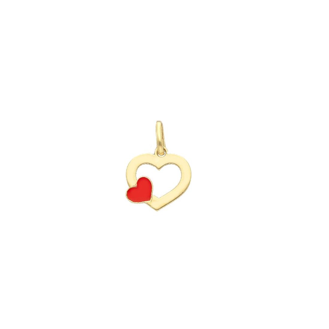 Ciondolo in oro giallo 375/ooo e smalto con cuore