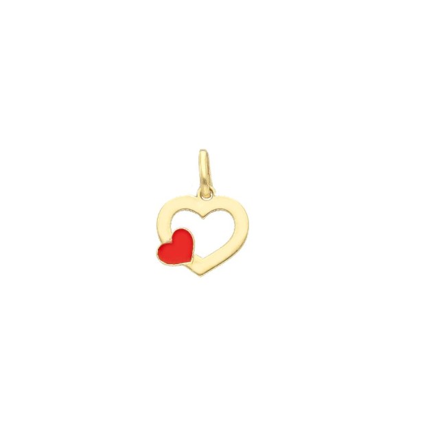 Ciondolo in oro giallo 375/ooo e smalto con cuore