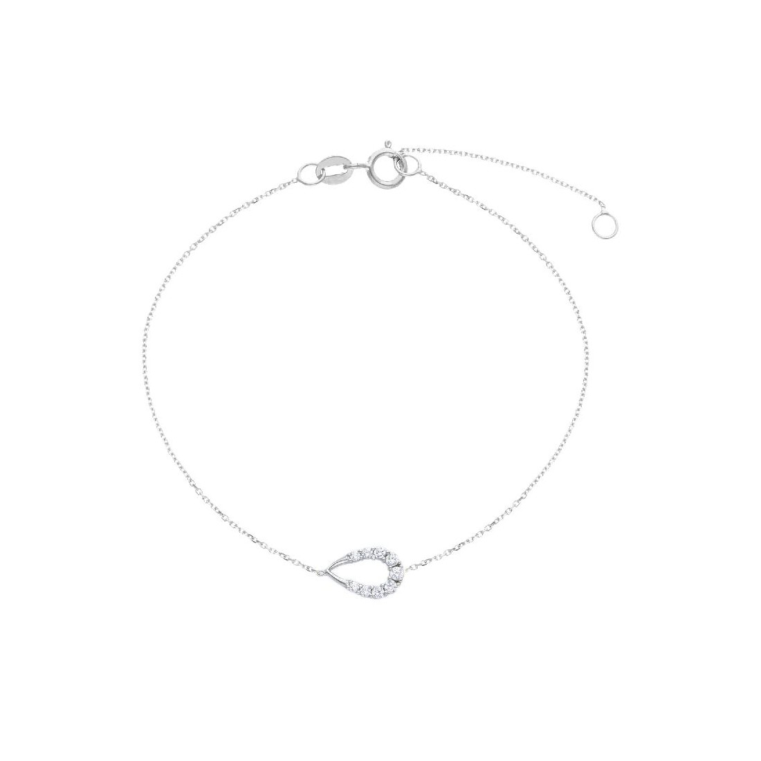 Bracciale in oro bianco 375/ooo e zirconia cubica con goccia