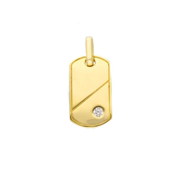 Piastra in oro giallo 375/ooo e zirconia cubica