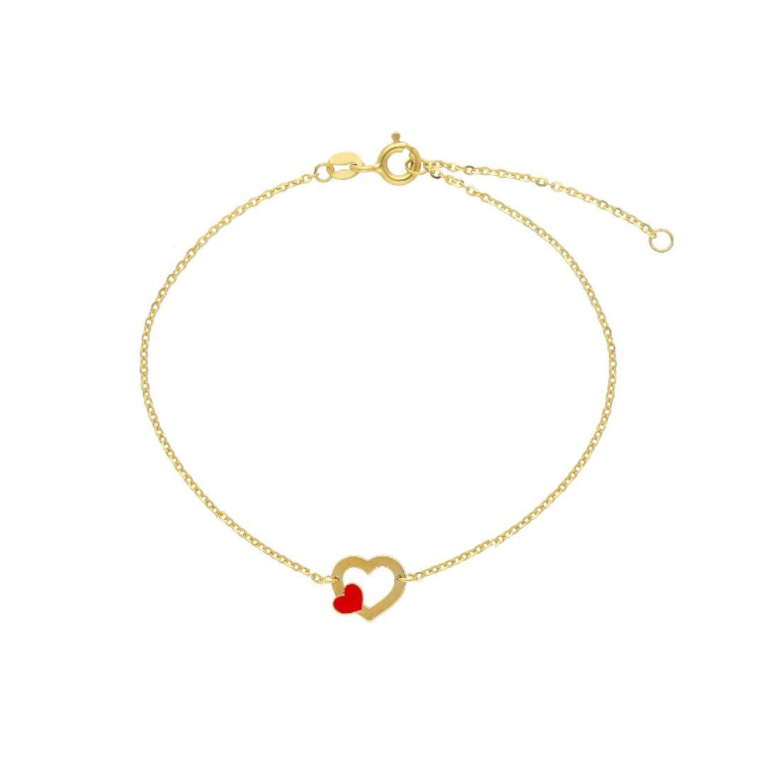Bracciale in oro giallo 375/ooo e smalto con cuore