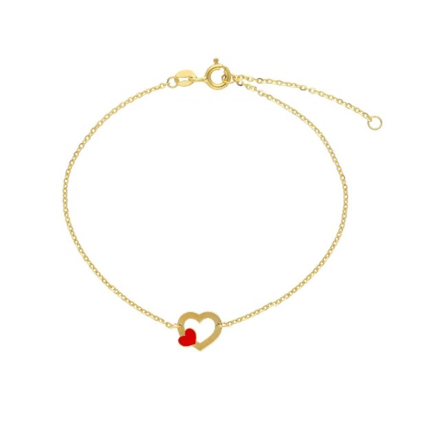 Bracciale in oro giallo 375/ooo e smalto con cuore