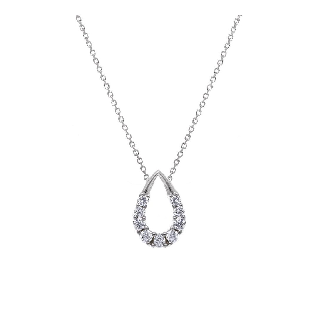 Girocollo in oro bianco 375/ooo e zirconia cubica con goccia