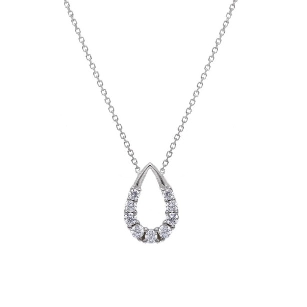 Girocollo in oro bianco 375/ooo e zirconia cubica con goccia