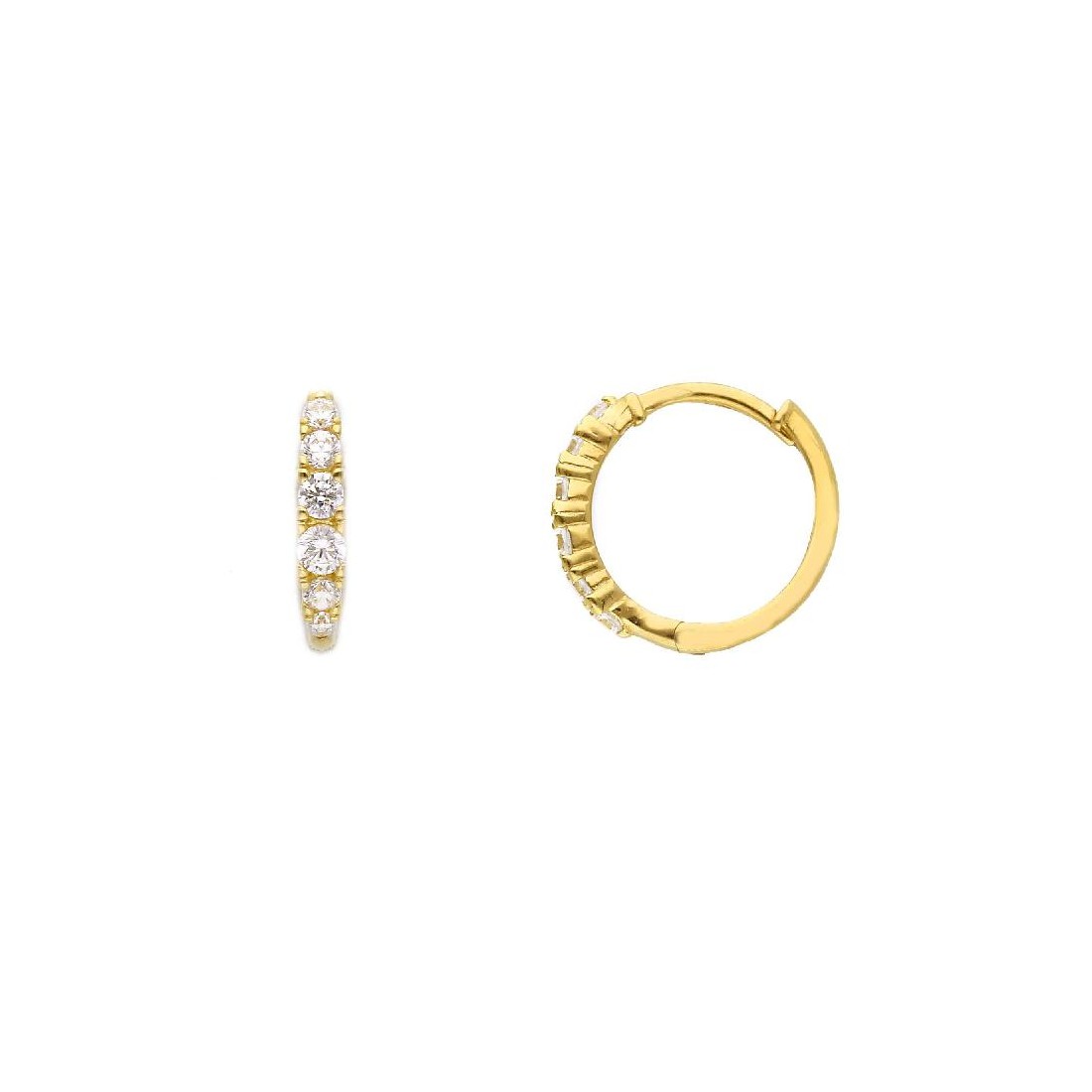Orecchini cerchio in oro giallo 375/ooo e zirconia cubica