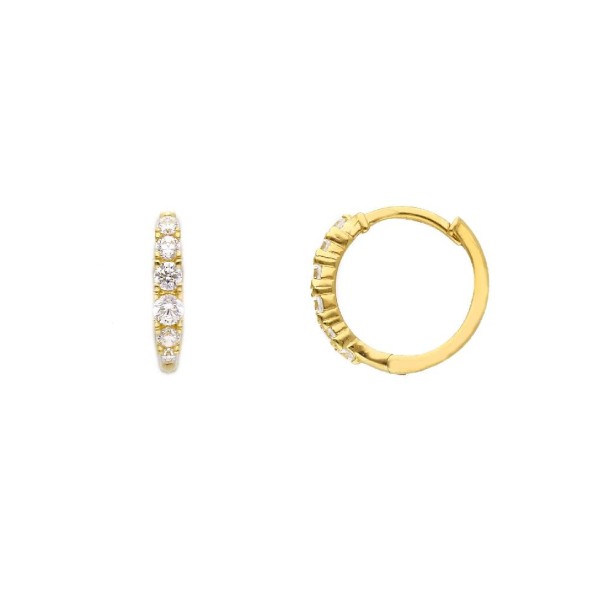Orecchini cerchio in oro giallo 375/ooo e zirconia cubica