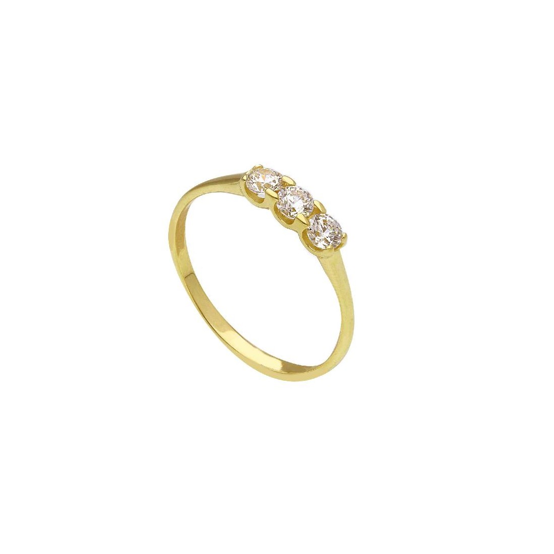 Anello trilogy in oro giallo 375/ooo e zirconia cubica