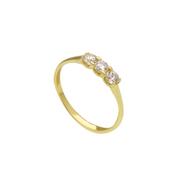 Anello trilogy in oro giallo 375/ooo e zirconia cubica