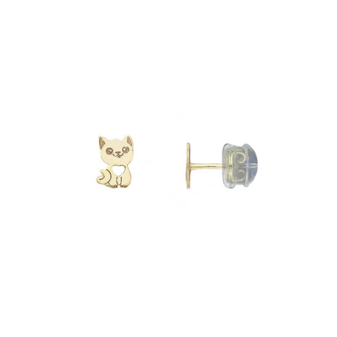 Orecchini lobo in oro giallo 375/ooo con gatto