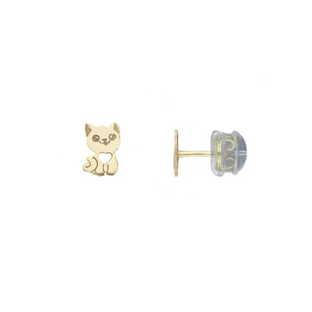 Orecchini lobo in oro giallo 375/ooo con gatto