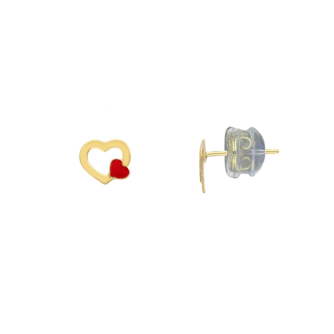 Orecchini in oro giallo 375/ooo con cuore