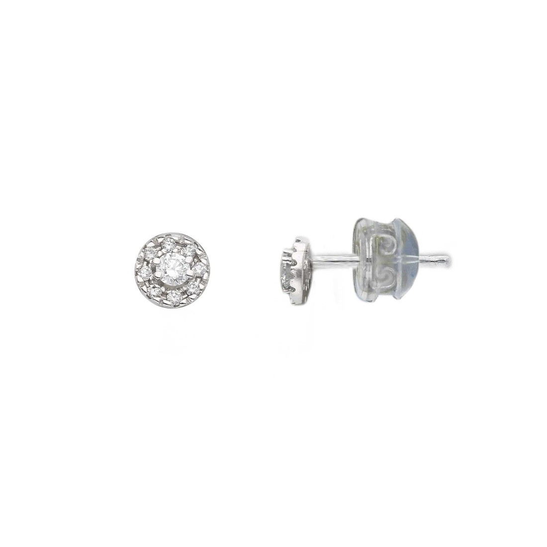 Orecchini lobo in oro bianco 375/ooo con diamantenaturale