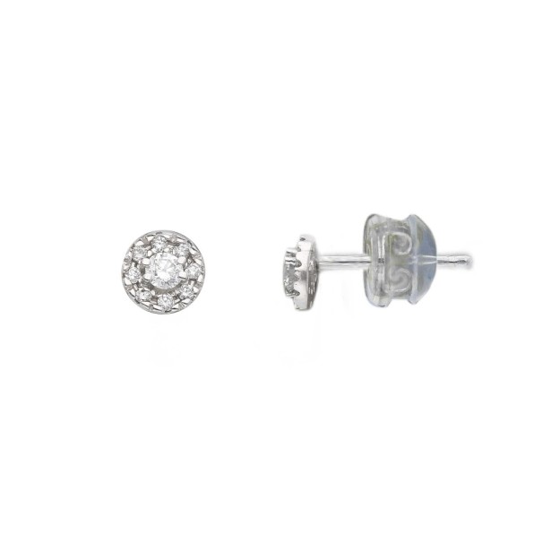 Orecchini lobo in oro bianco 375/ooo con diamantenaturale