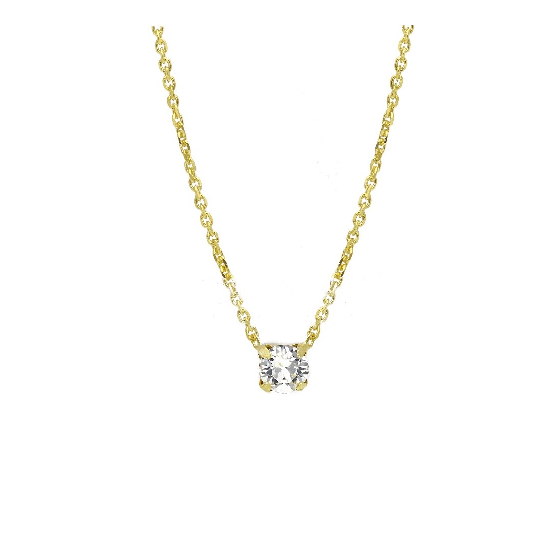 Girocollo punto luce in argento dorato 925/ooo e zirconia cubica