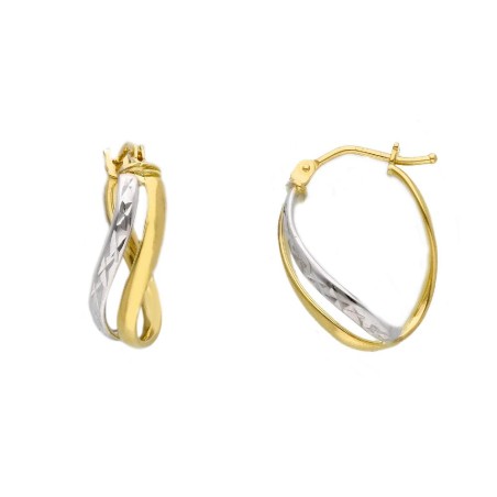 Orecchini cerchio in oro giallo e bianco  750/ooo