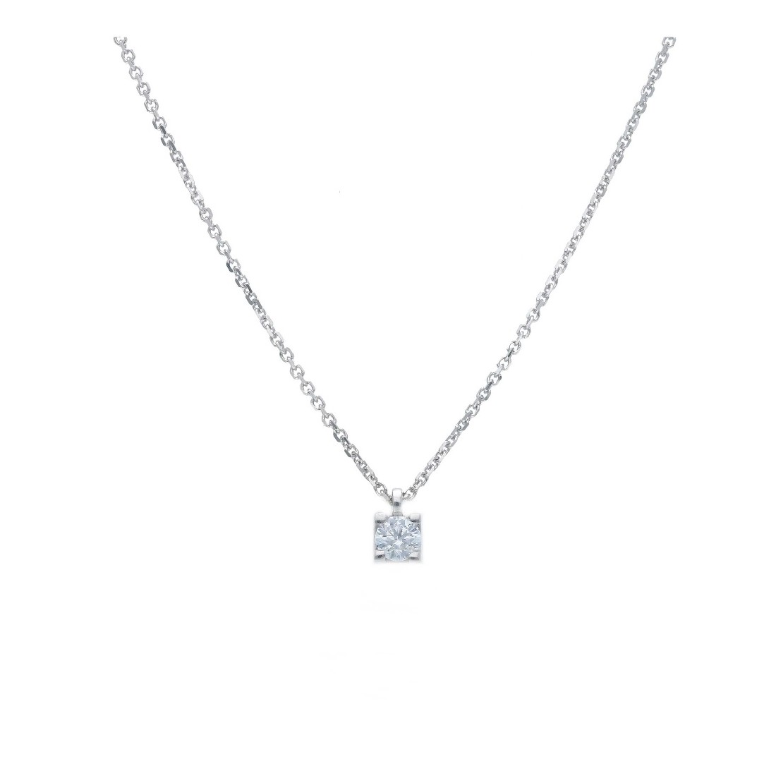 Girocollo in oro bianco 375/ooo con diamante naturale