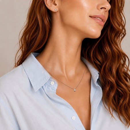 Girocollo in oro bianco 375/ooo con diamante naturale