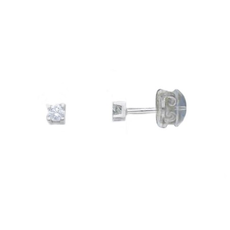 Orecchini lobo in oro bianco 375/ooo con diamante naturale