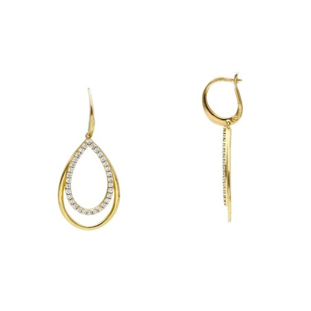 Orecchini pendenti in oro giallo 750/°°° e zirconia cubica