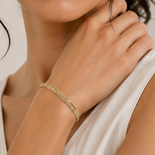 Bracciale in oro giallo 375/ooo e zirconia cubica