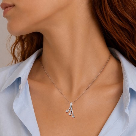 Girocollo trilogy in oro bianco 750/°°° e diamante