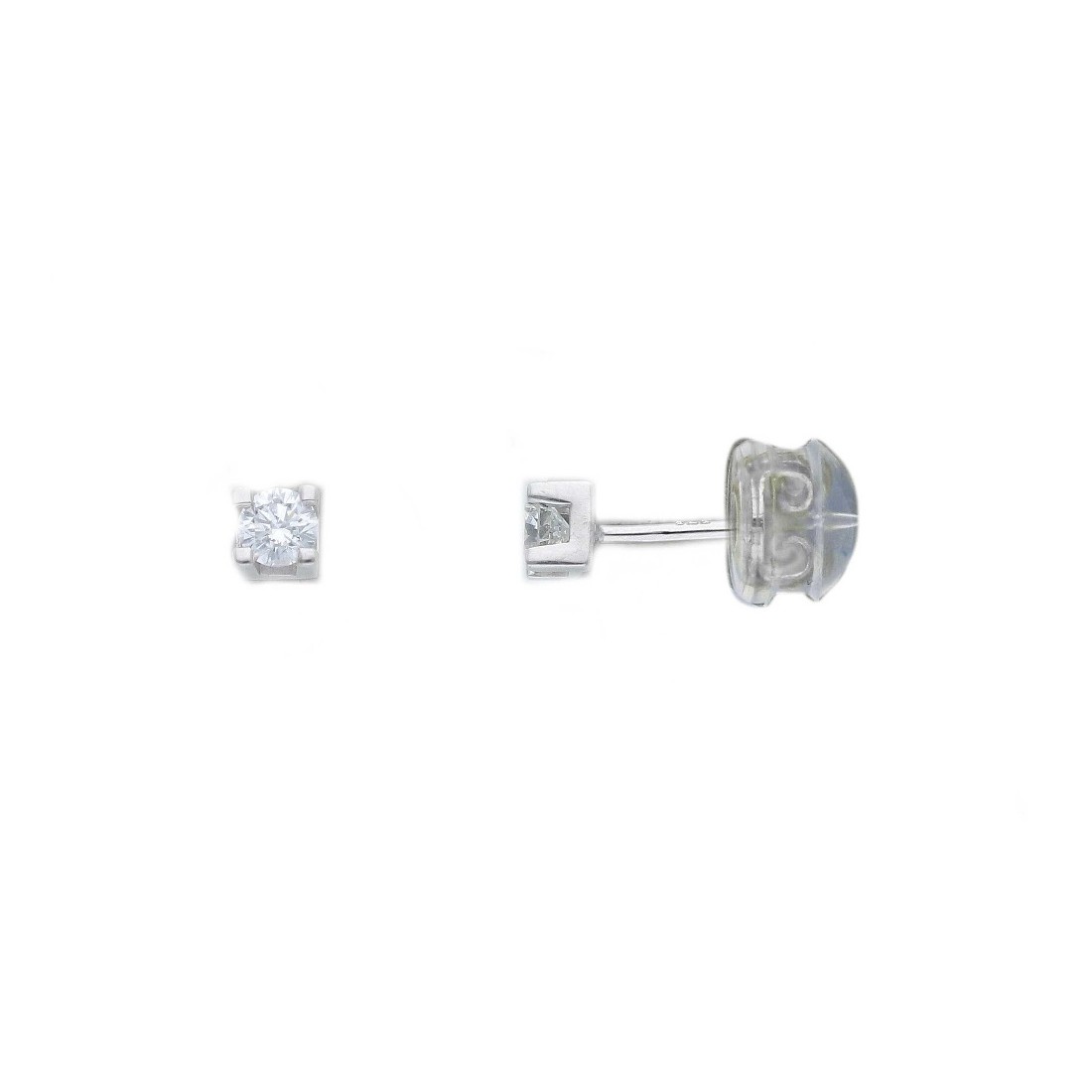 Orecchini punto luce in oro bianco 375/ooo con diamante naturale