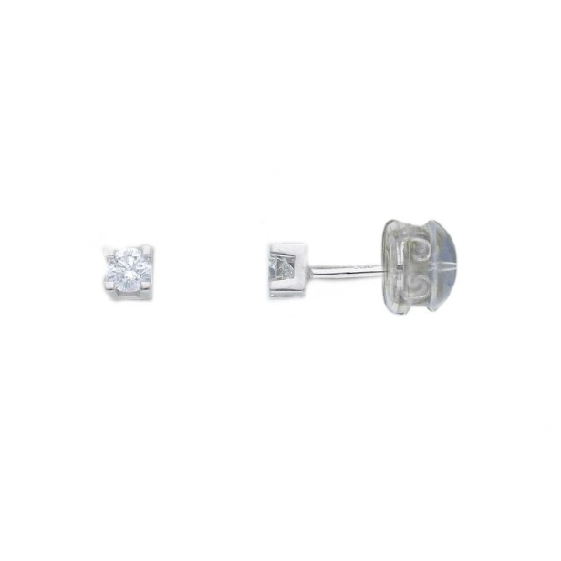 Orecchini punto luce in oro bianco 375/ooo con diamante naturale