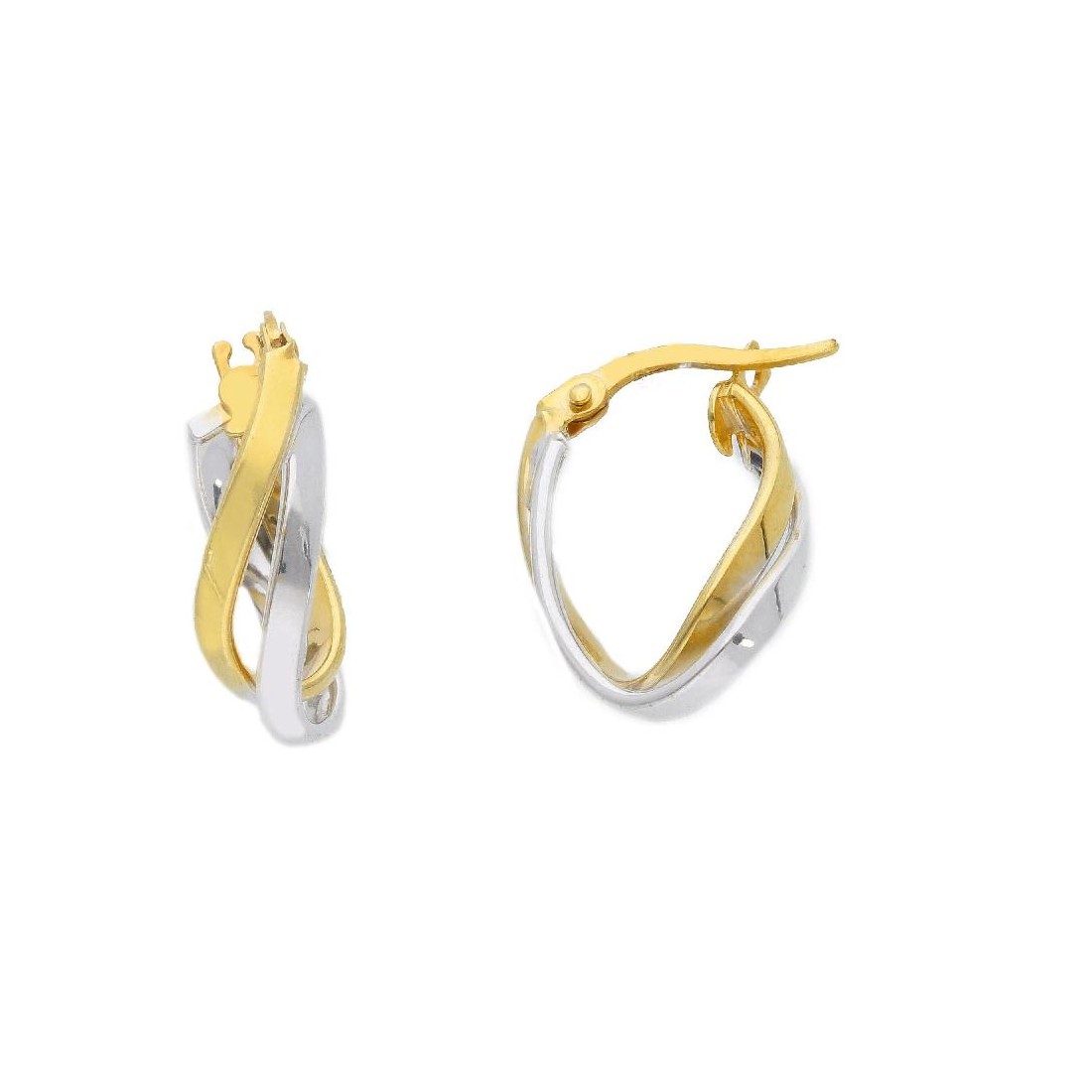 194395 - Orecchini cerchio in oro giallo e bianco 375/°°°