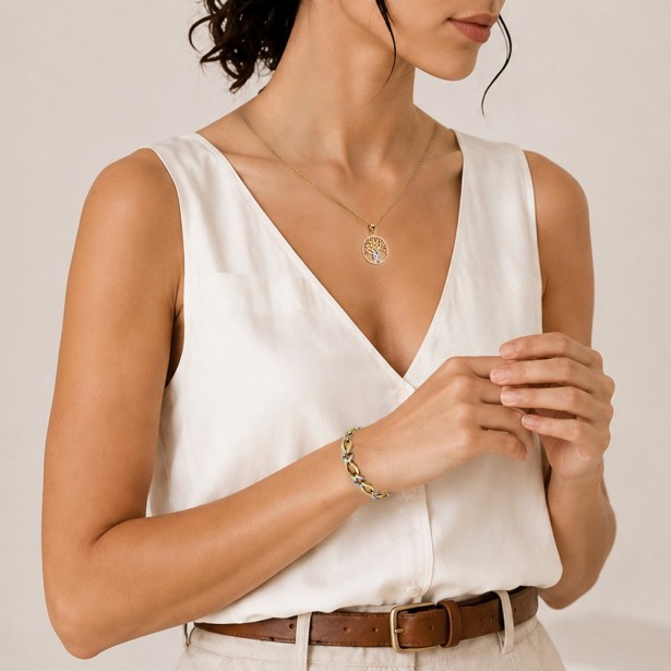 Bracciale in oro giallo e bianco 750/°°°