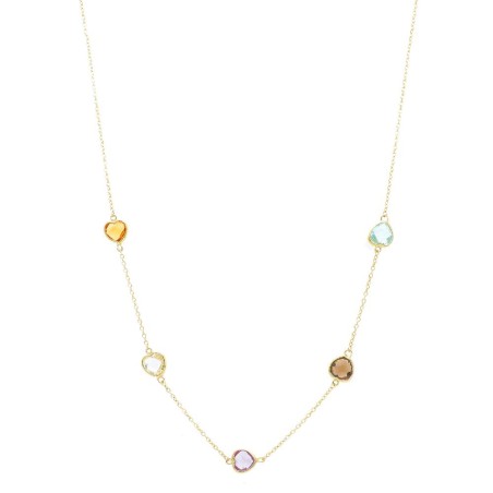 Girocollo in oro giallo 375/°°° e pietre multicolor