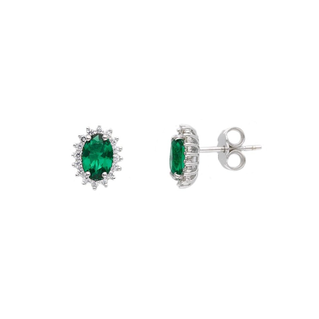 Orecchini a lobo in oro bianco 375/ooo zirconia cubica e cristallo artificiale