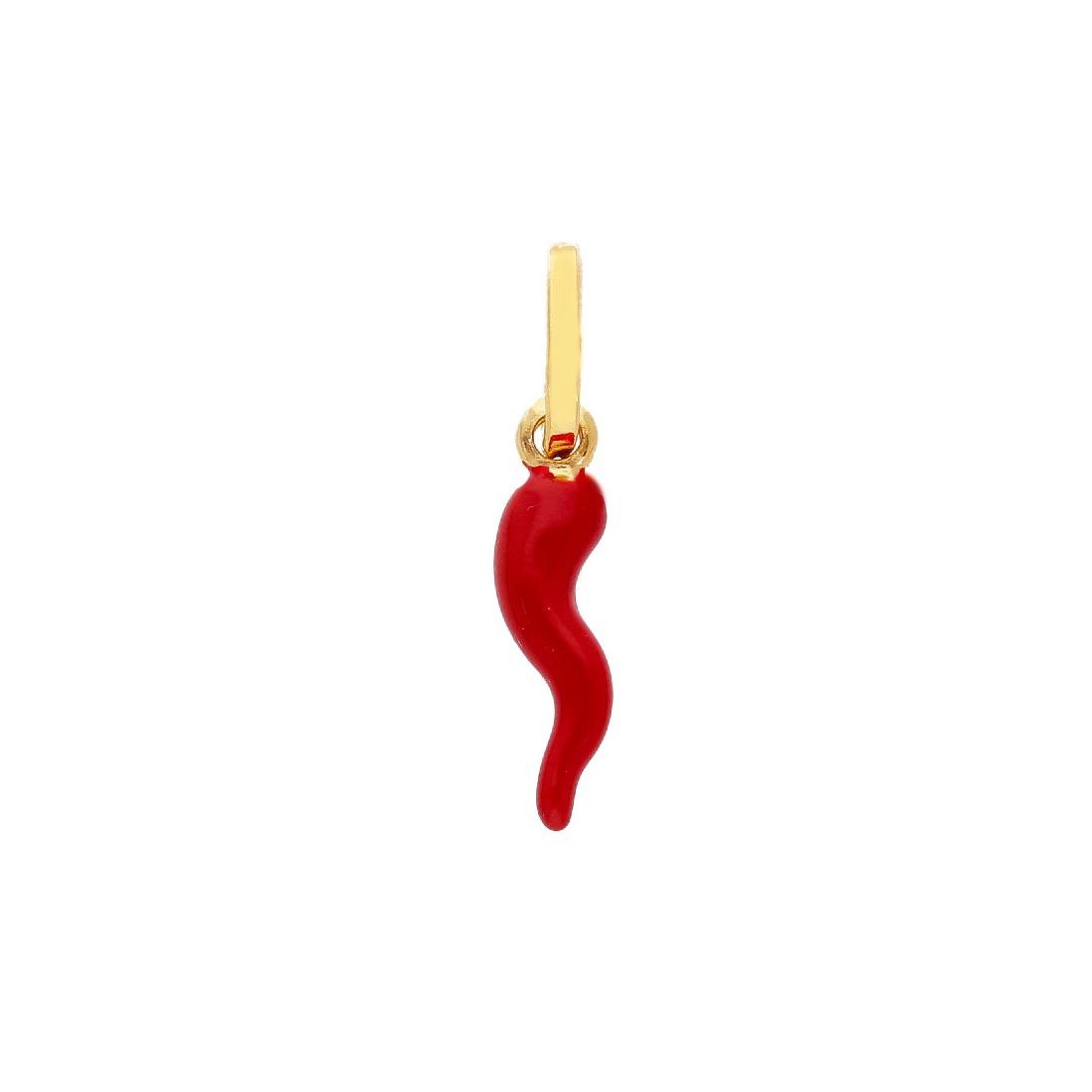 Ciondolo in oro giallo 750/ooo e smalto con corno