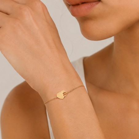 Bracciale in oro giallo 375/ooo con cuore e zampa