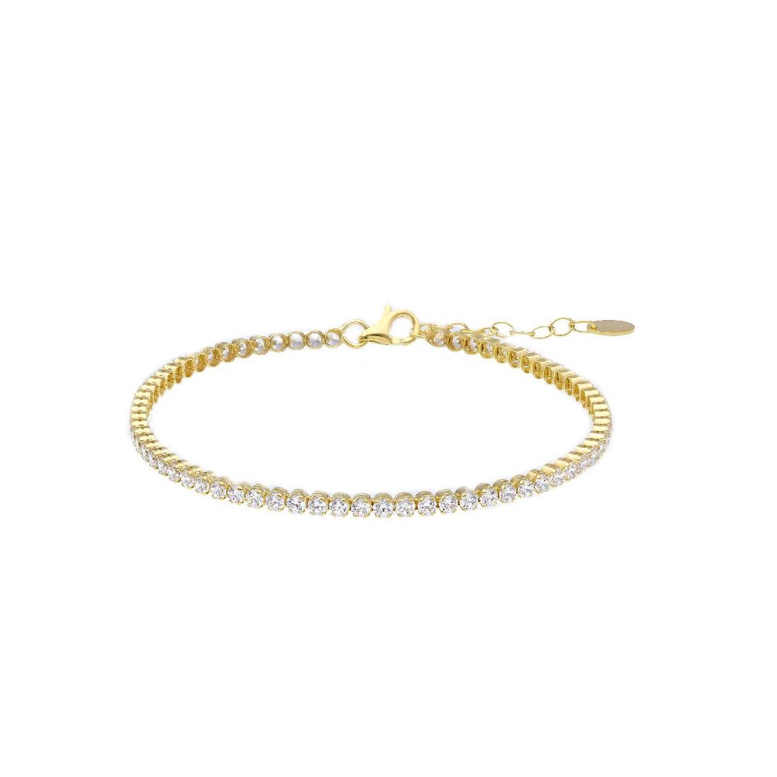 Bracciale tennis in oro giallo 375/ooo e zirconia cubica