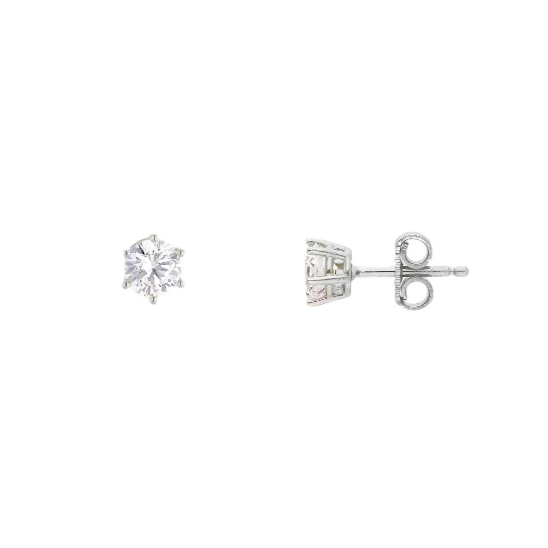 Orecchini punto luce in oro bianco 750/ooo e zirconia cubica