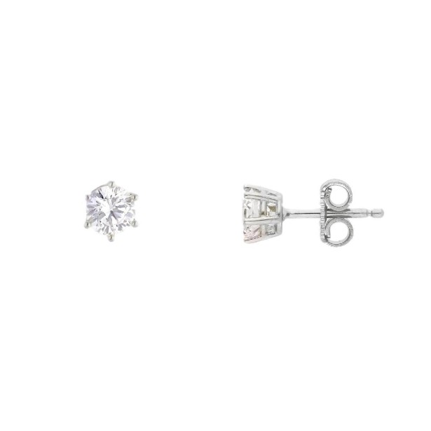 Orecchini punto luce in oro bianco 750/ooo e zirconia cubica