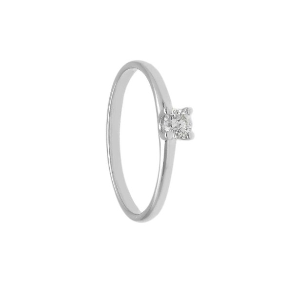 Anello solitario in oro bianco 375/ooo con diamante naturale